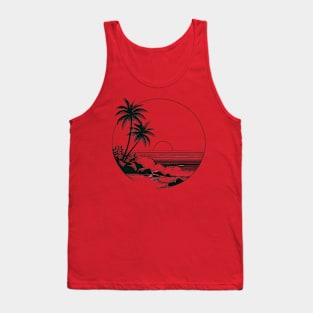 Sunset Beach Vibes Black Work Minimalist Tank Top